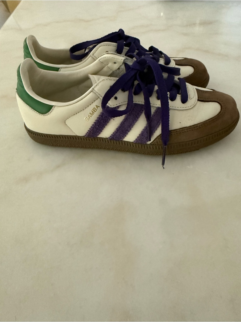 adidas Samba OG Sneakers in White, Purple, Brown & Green Sz 6 M 7W - Picture 3 of 9